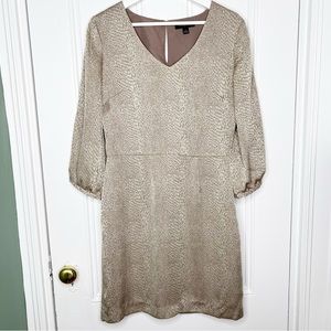 Banana Republic brown and tan snake skin print sheath dress size 6 animal print